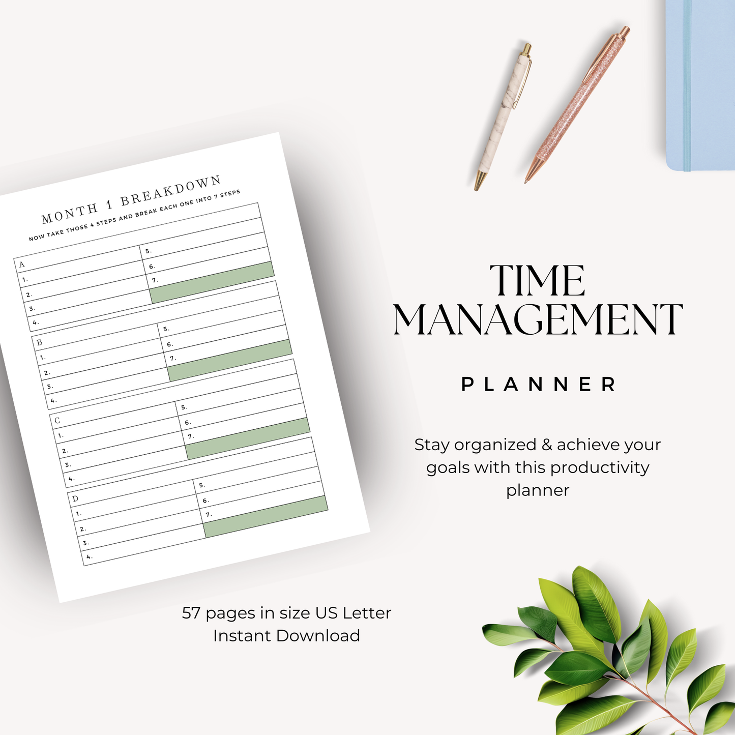 Time Management Planner - Printable PDF