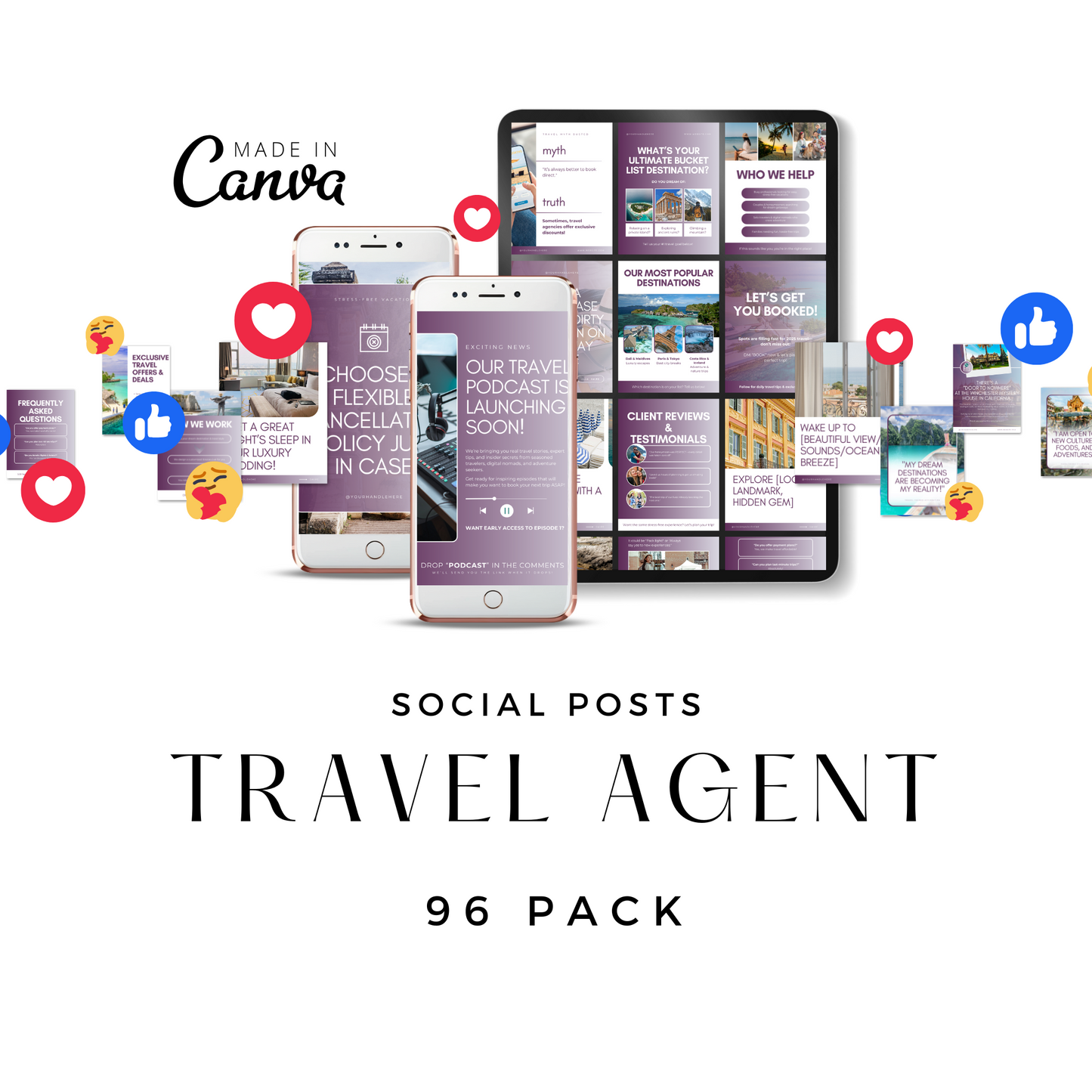 Travel Agent Social Media Bundle Canva Templates