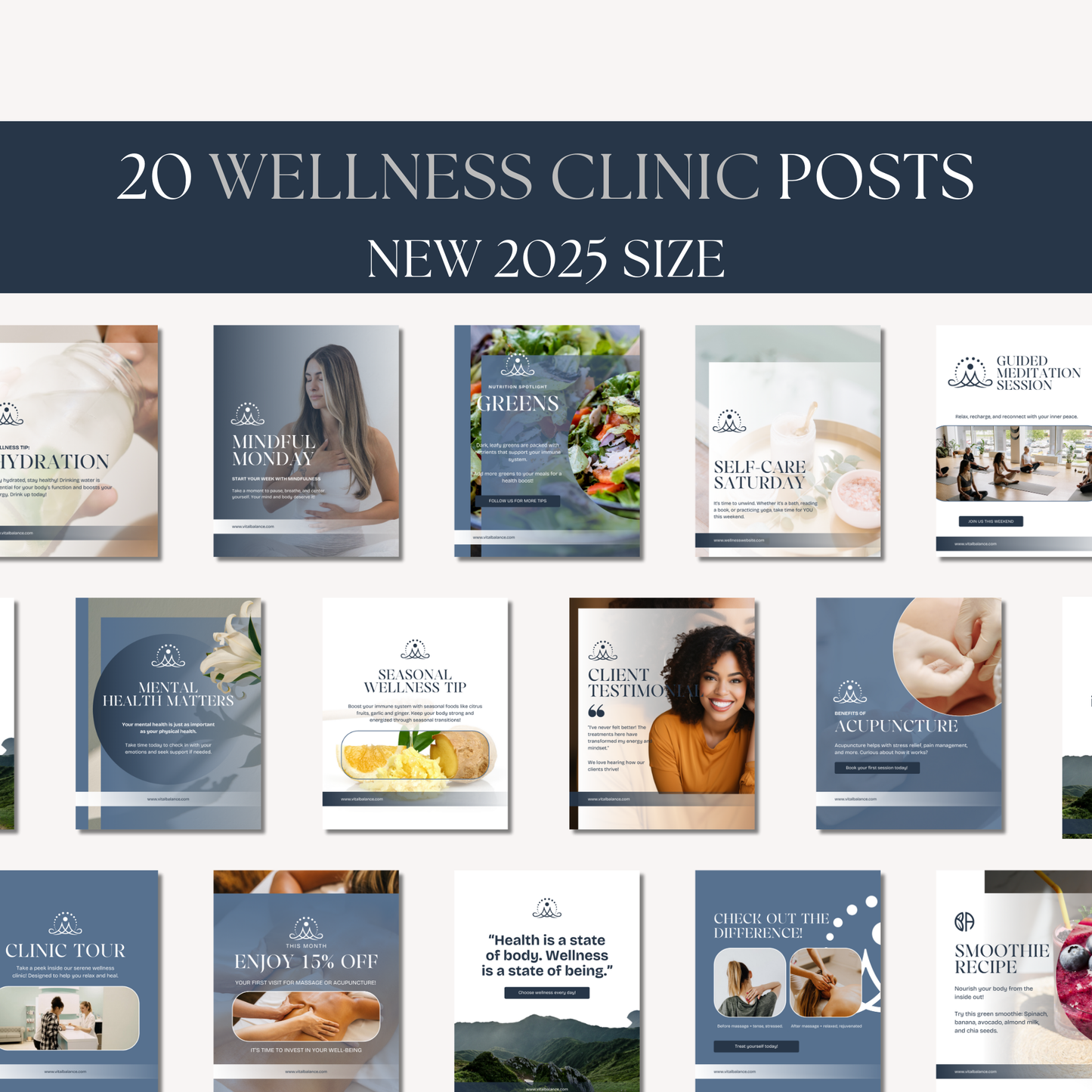 Wellness Clinic Social Media Posts Canva Template