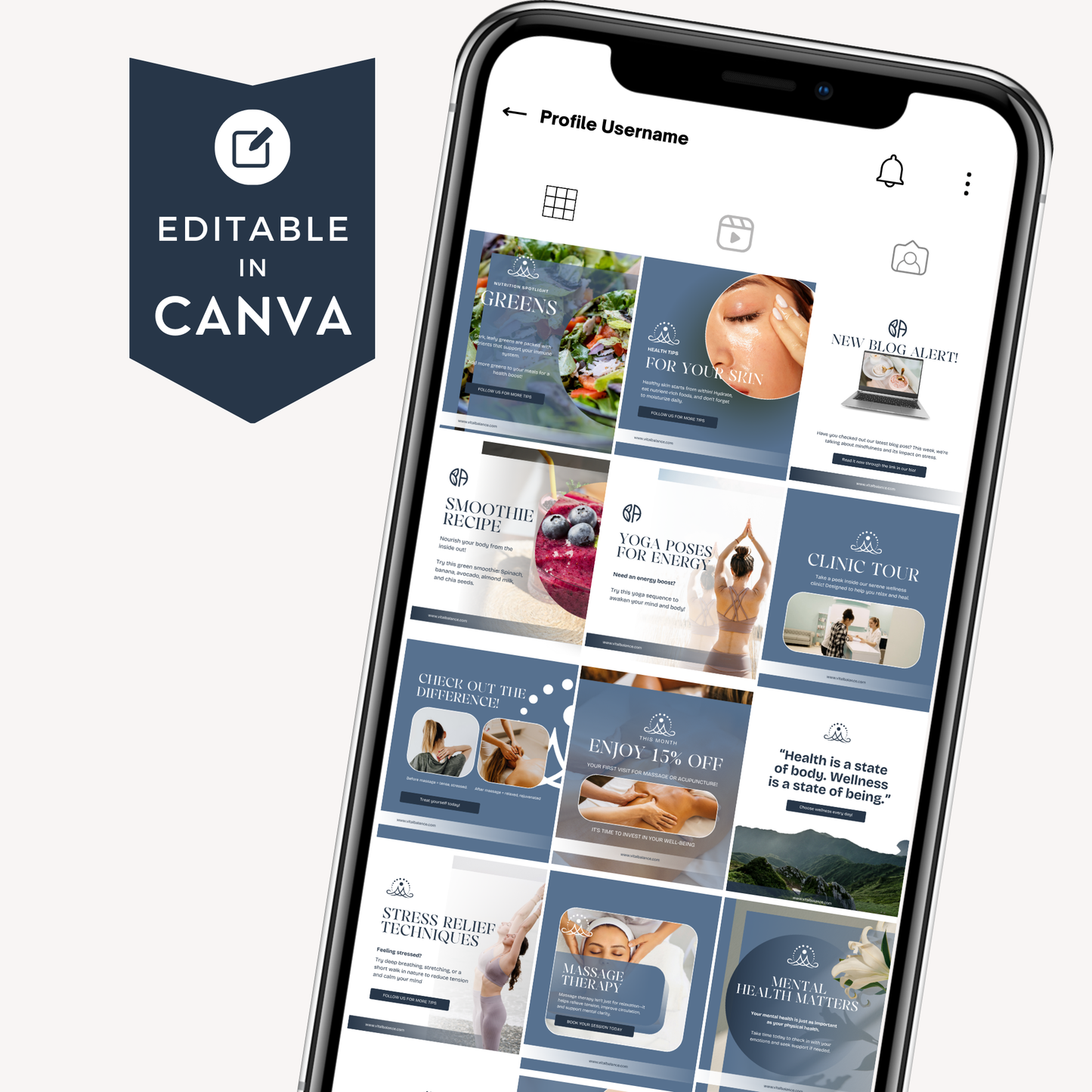 Wellness Clinic Social Media Posts Canva Template