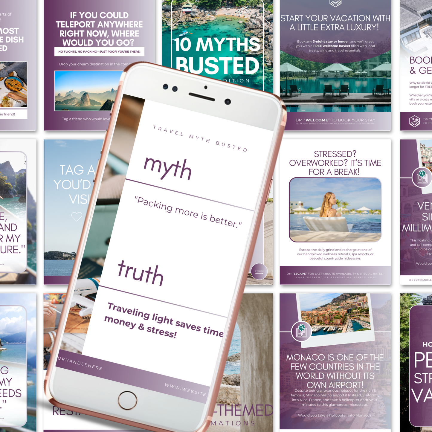 Travel Agent Social Media Bundle Canva Templates