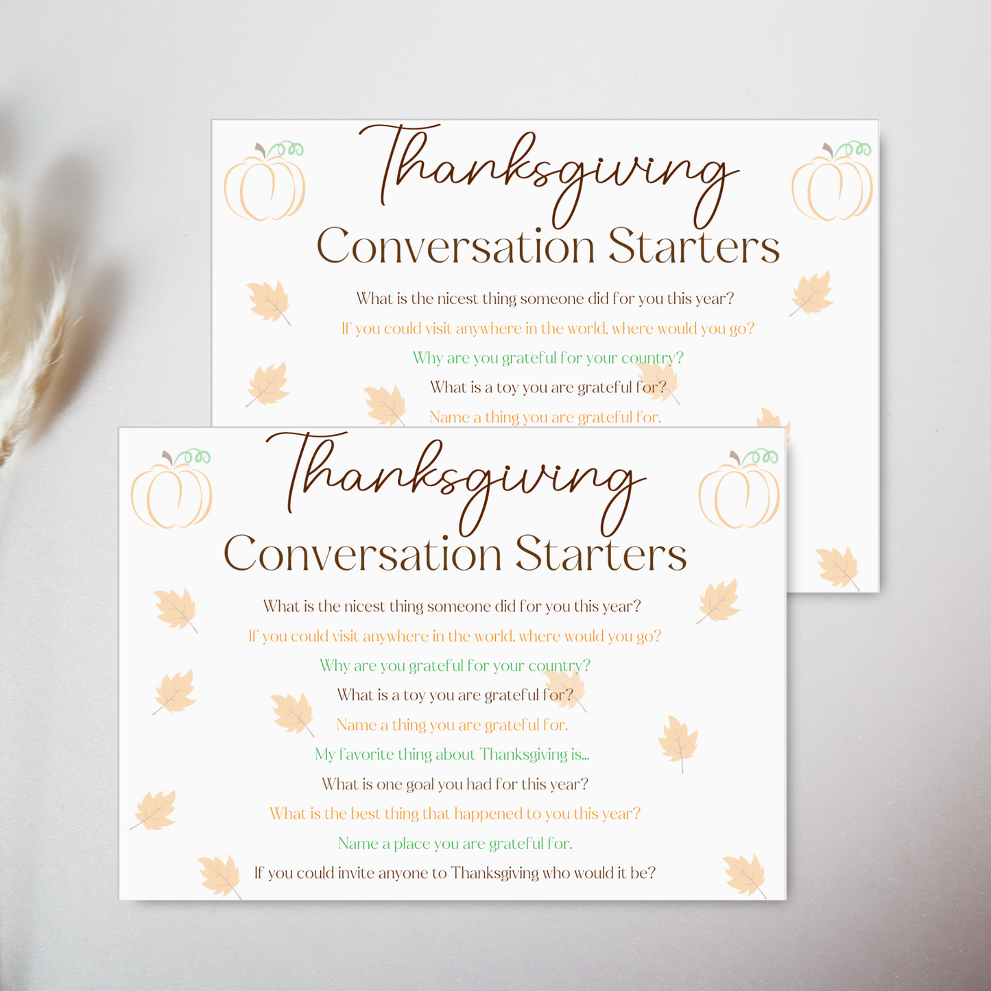 Thanksgiving Conversation Starter Prompt Cards