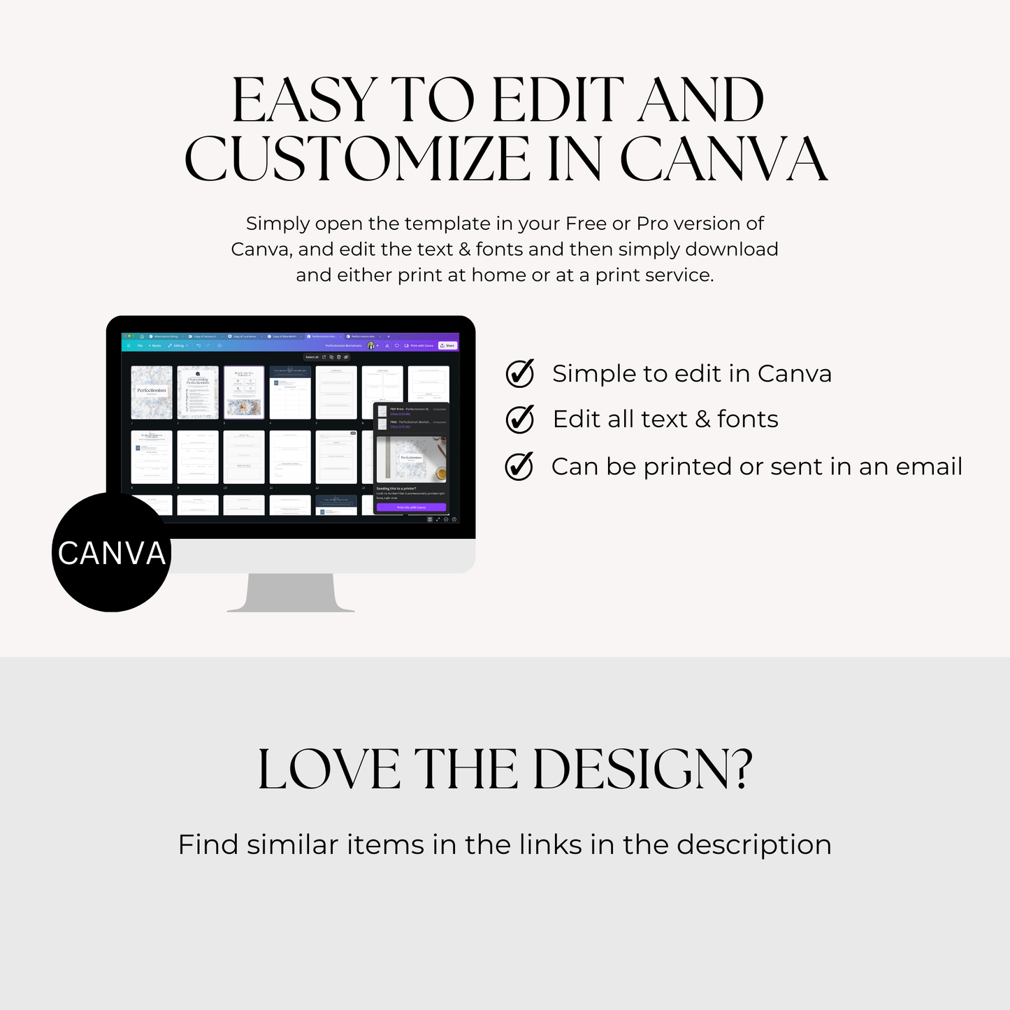 Therapy Perfectionism Worksheet Canva Template