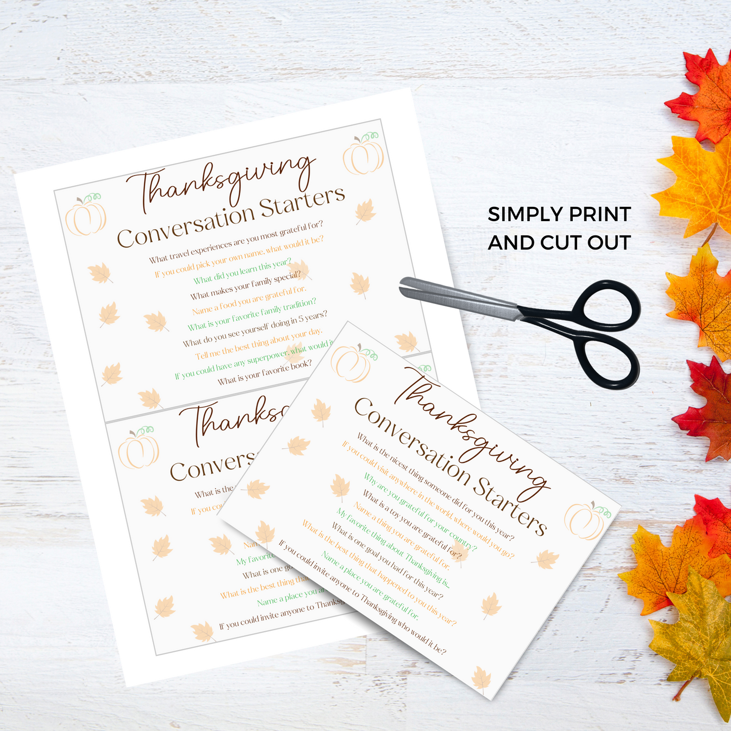 Thanksgiving Conversation Starter Prompt Cards