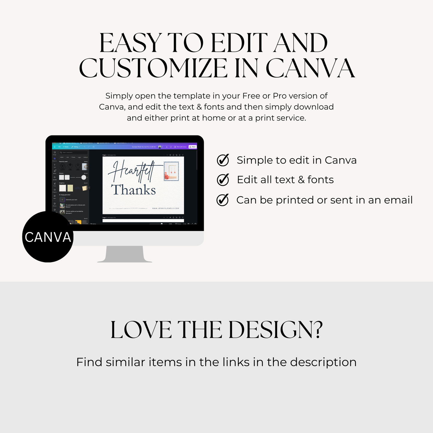 Boutique Thank You Cards Canva Template