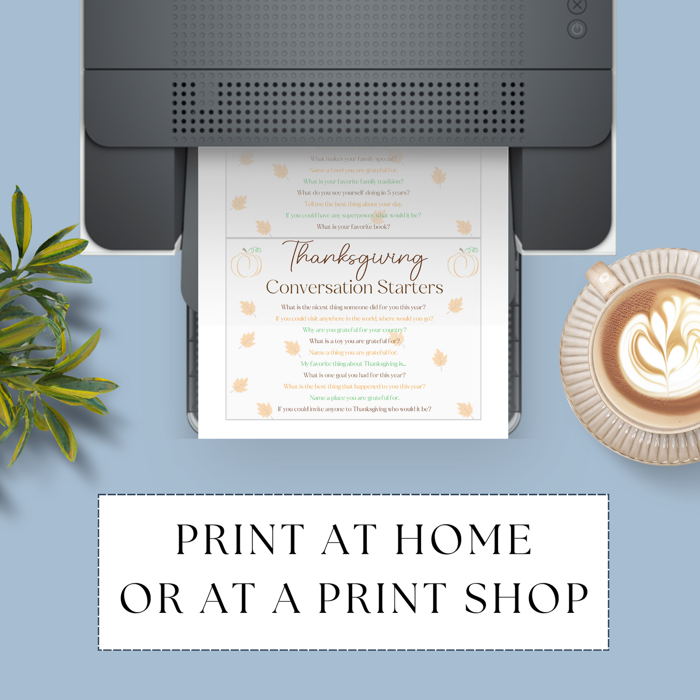 Thanksgiving Conversation Starter Prompt Cards