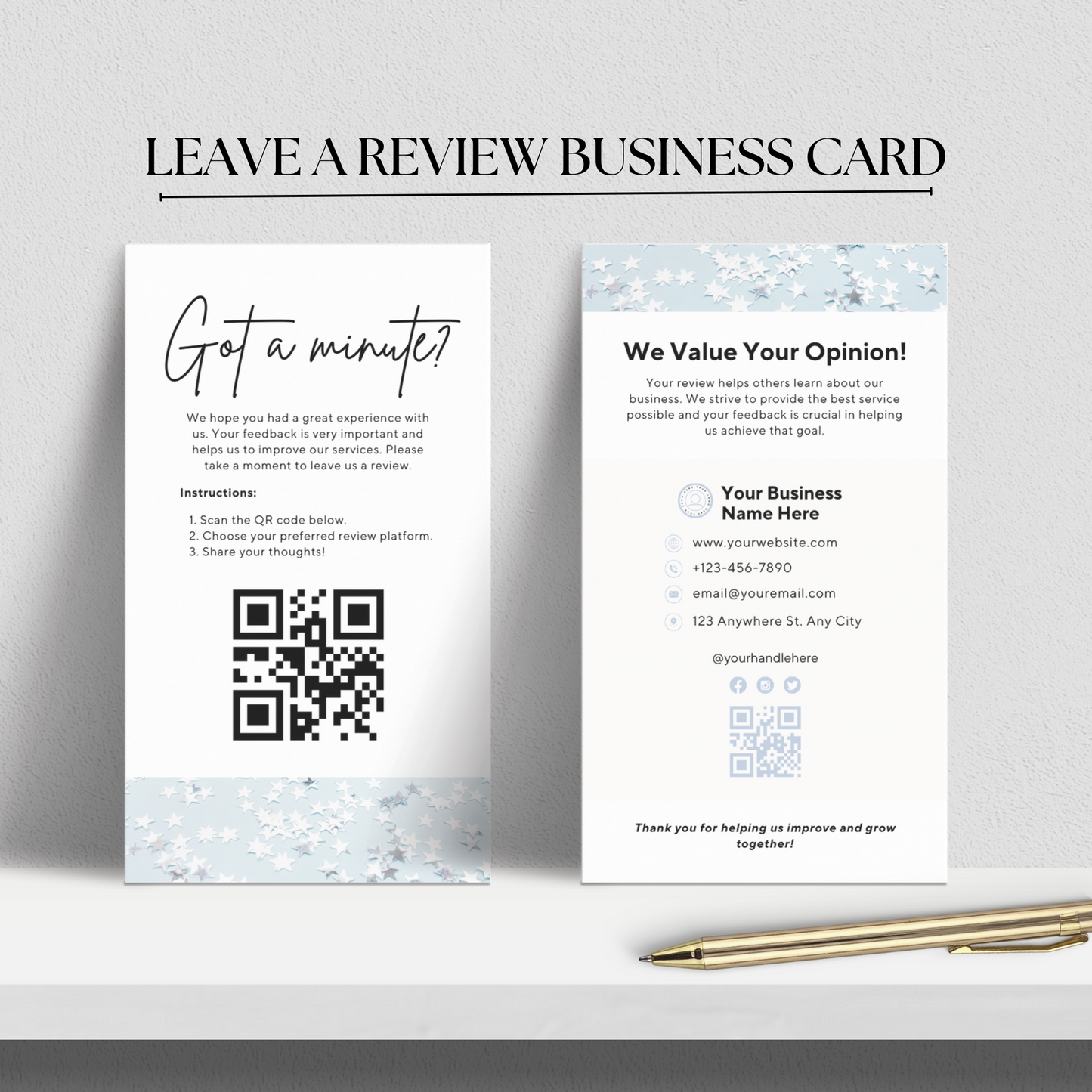 QR Code Leave Us A Review Business Card Template