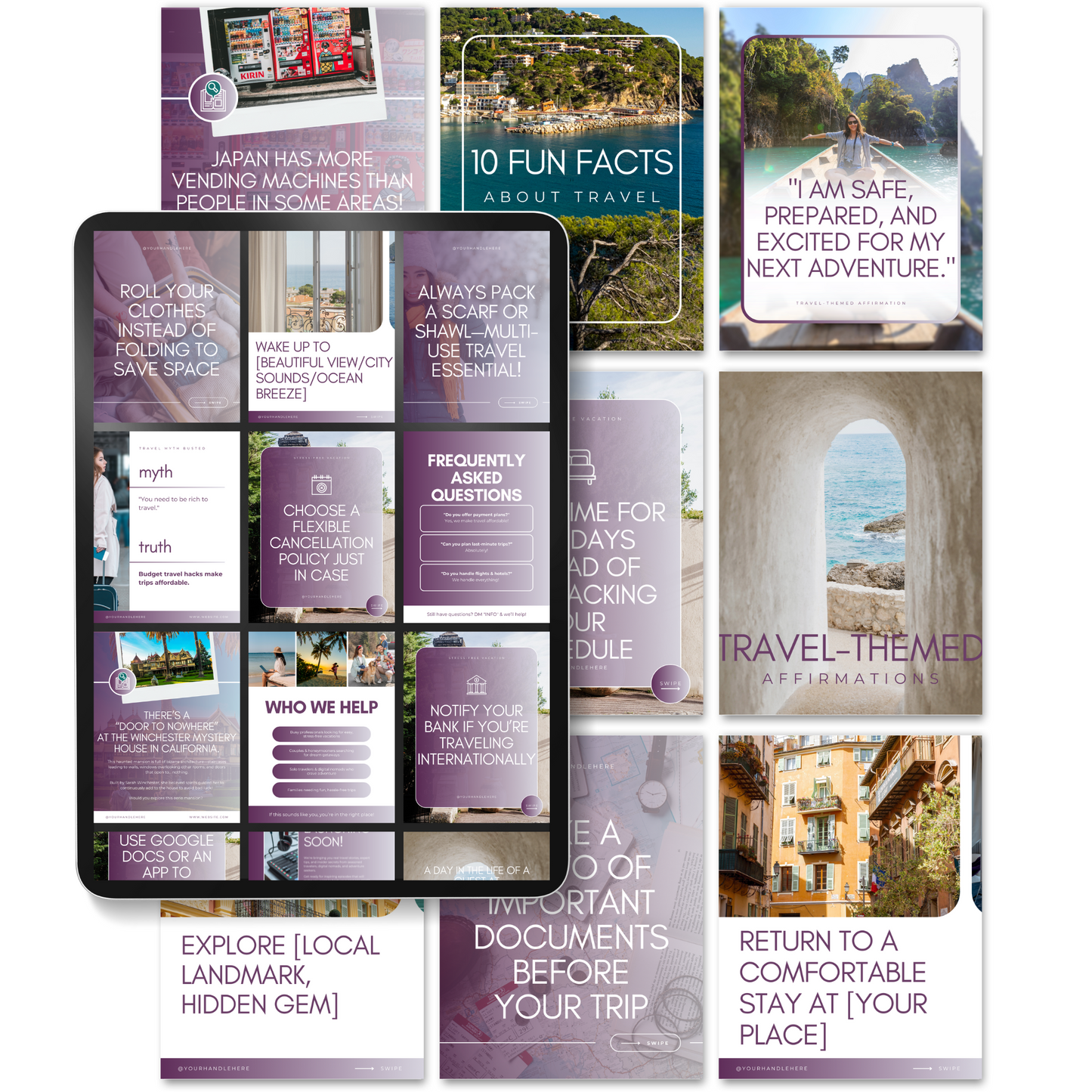 Travel Agent Social Media Bundle Canva Templates