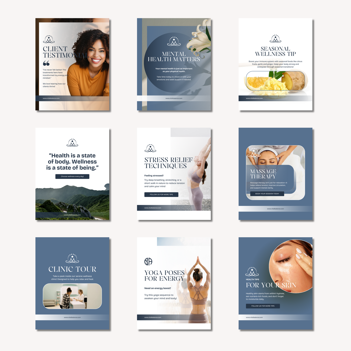 Wellness Clinic Social Media Posts Canva Template