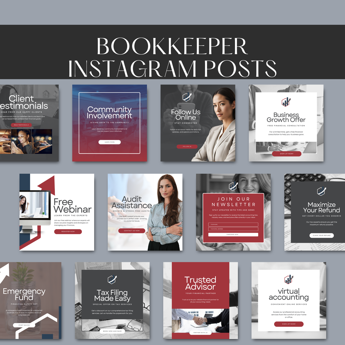 Bookkeeper Social Media Posts Canva Template