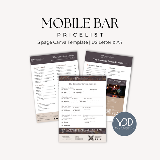 Mobile Bar Pricelist template