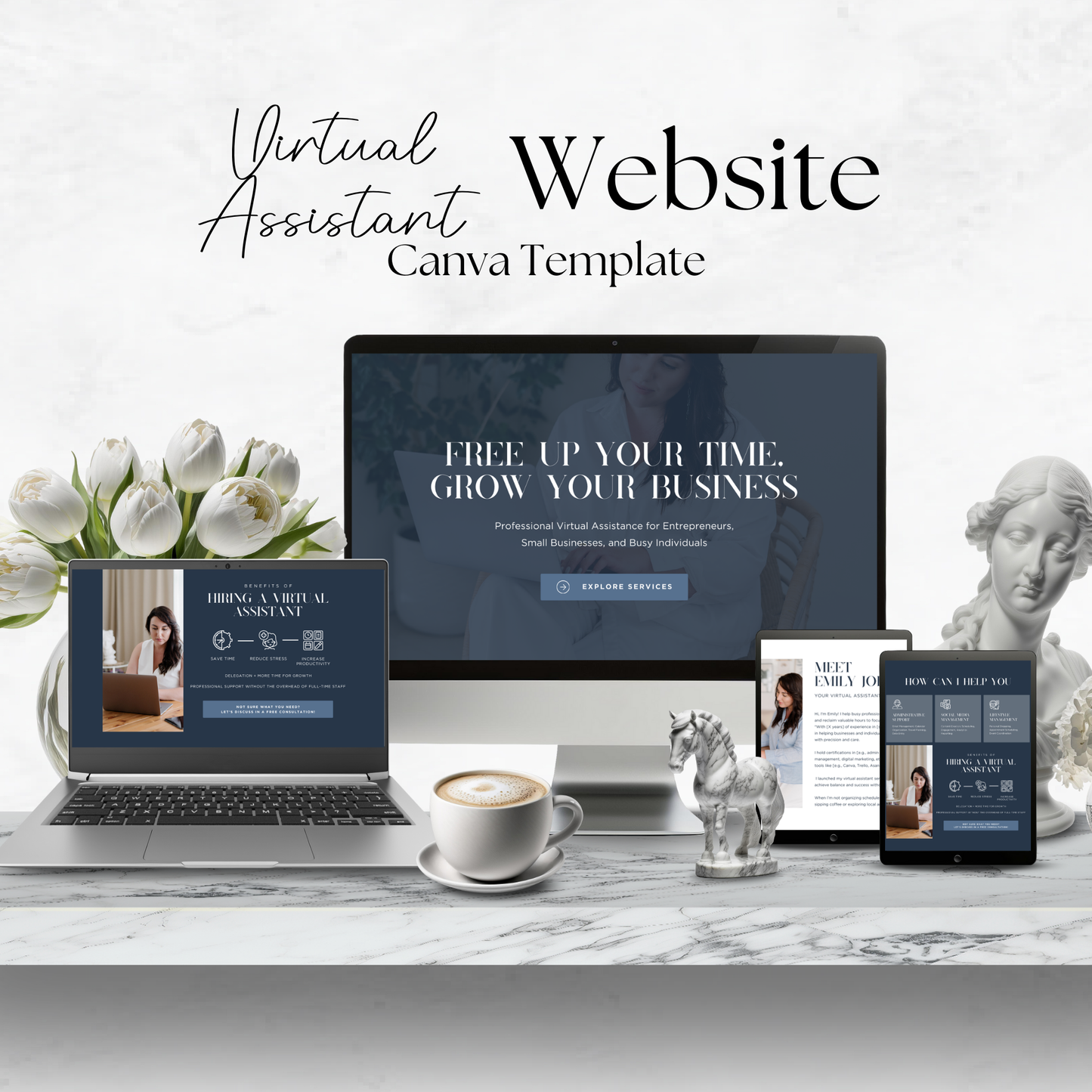 Virtual Assistant Website canva template