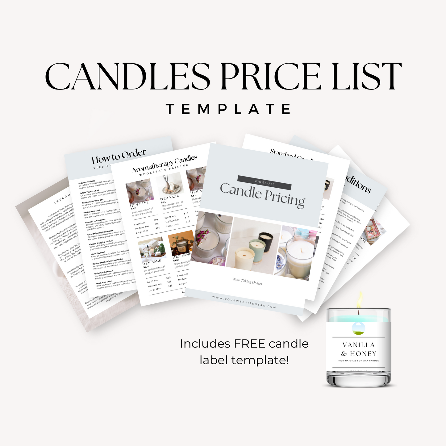 Candles Price List Canva Template