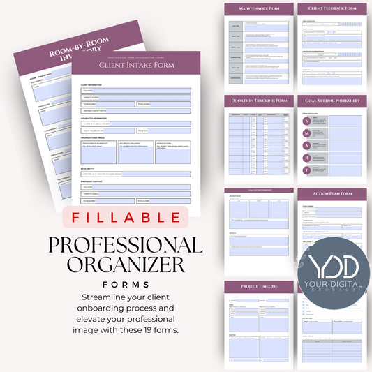 Fillable Professional Home Organizer Business Forms