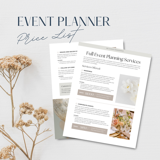 Event Planner Price List Canva Template