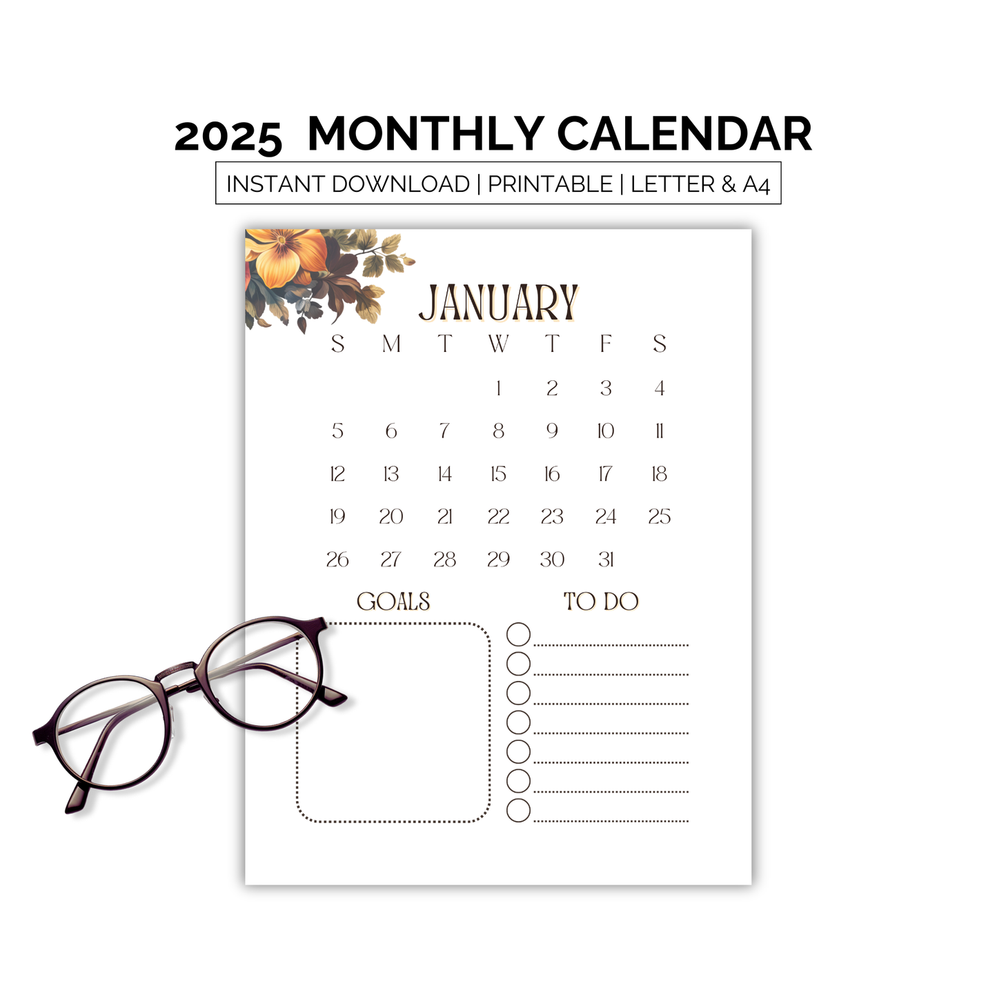 2025 Monthly Calendar Printable