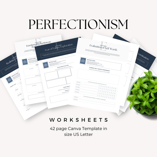 Therapy Perfectionism Worksheet Canva Template