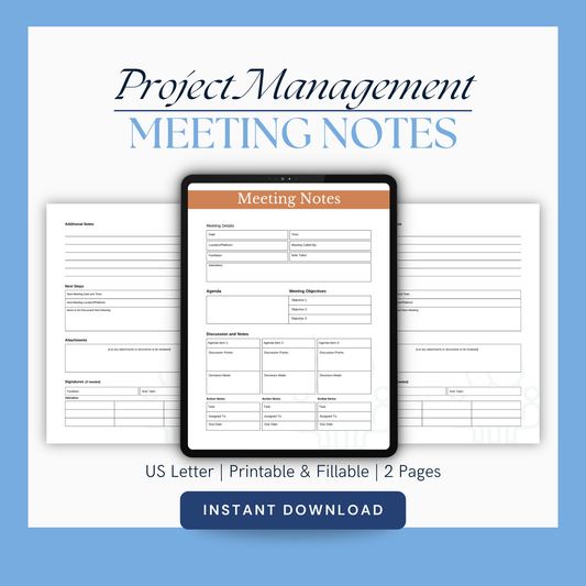 Fillable Project Management Meeting Minutes