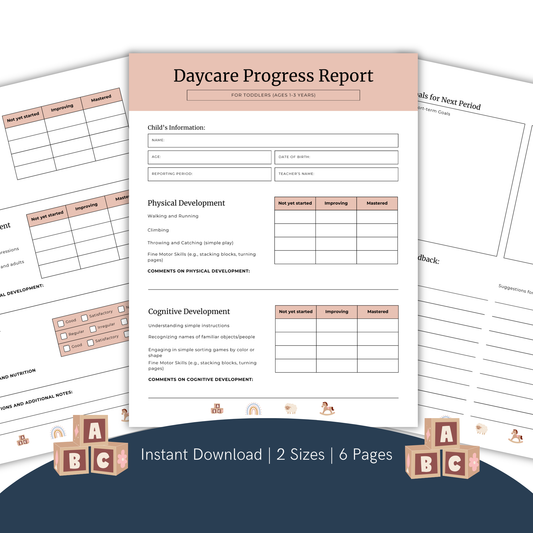 Daycare Progress Report Printable