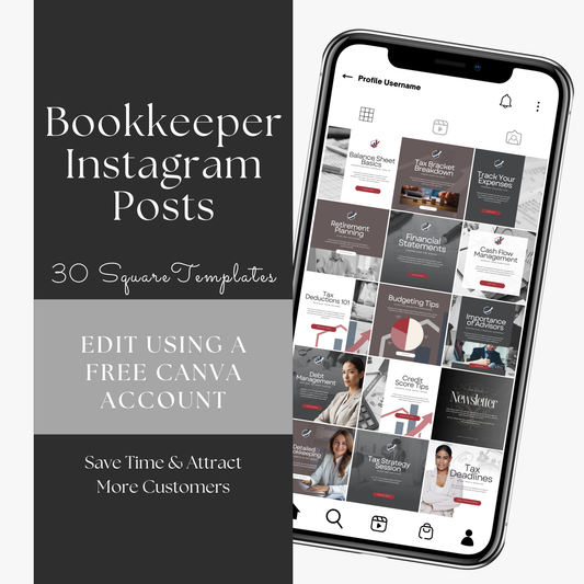 Bookkeeper Social Media Posts Canva Template