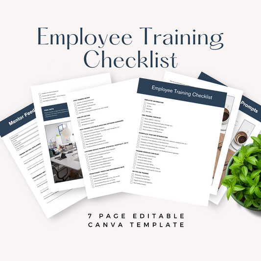 Employee Training Checklist Printable PDF