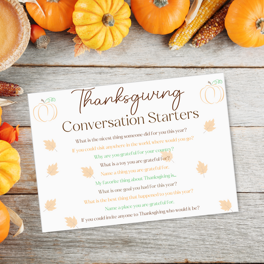 Thanksgiving Conversation Starter Prompt Cards