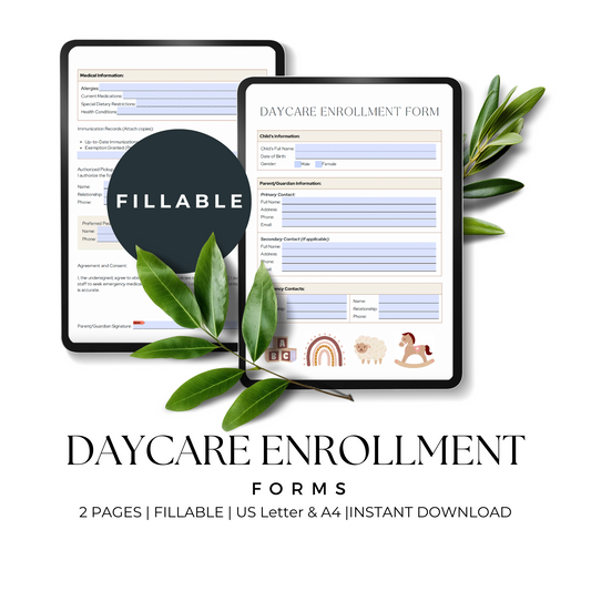 Fillable Daycare Enrollment Forms