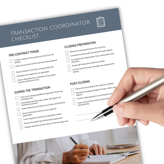 Transaction Coordinator Checklist template