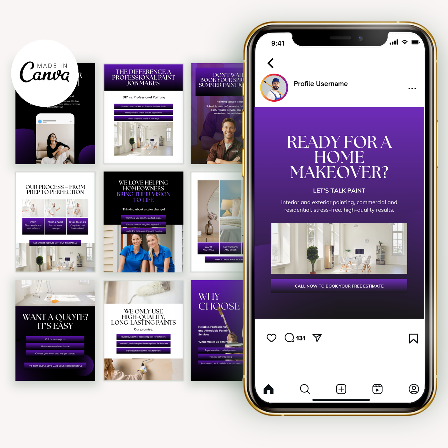 Painter Social Media Posts Canva Template