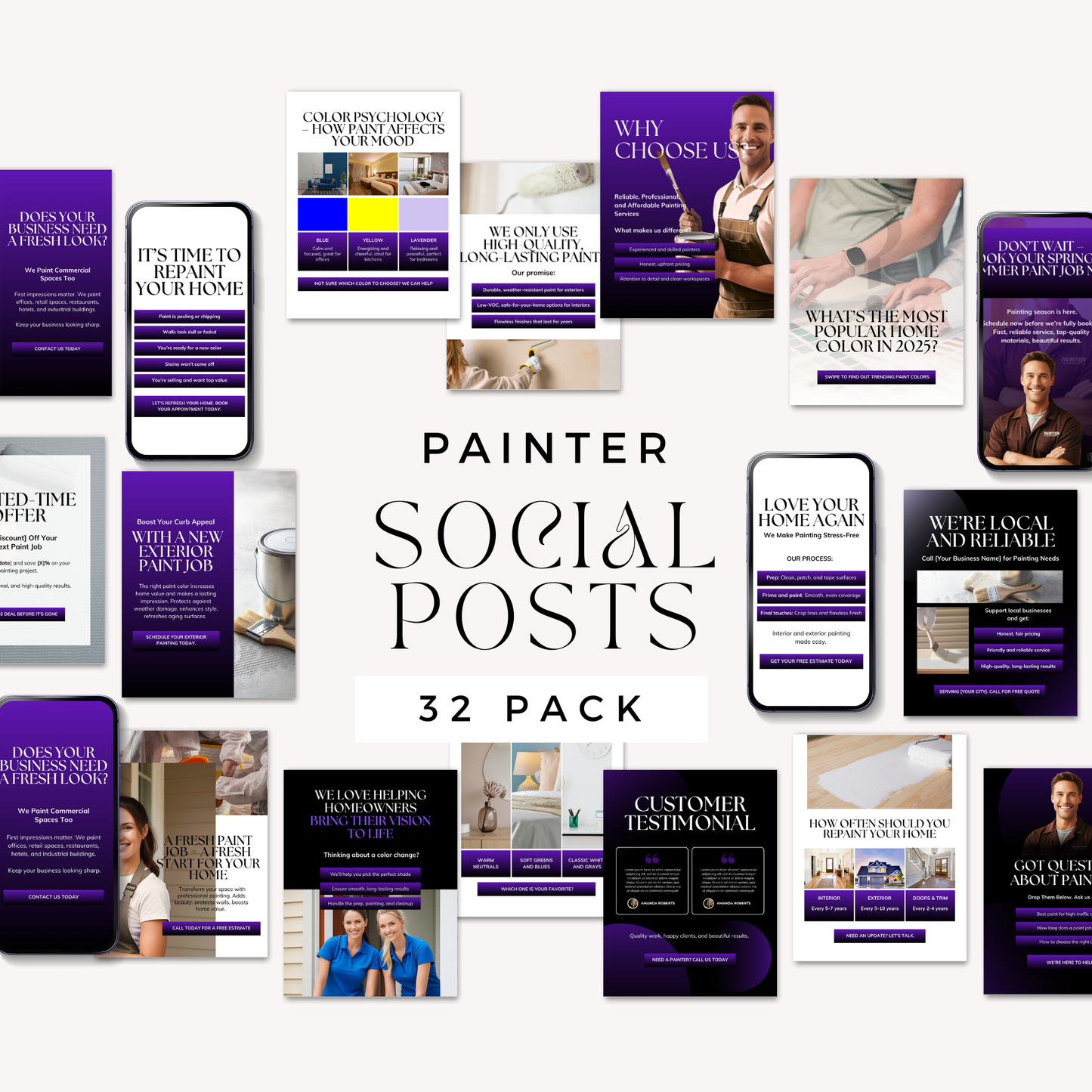 Painter Social Media Posts Canva Template
