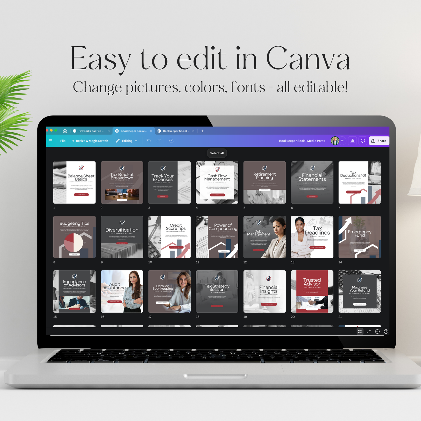 Bookkeeper Social Media Posts Canva Template