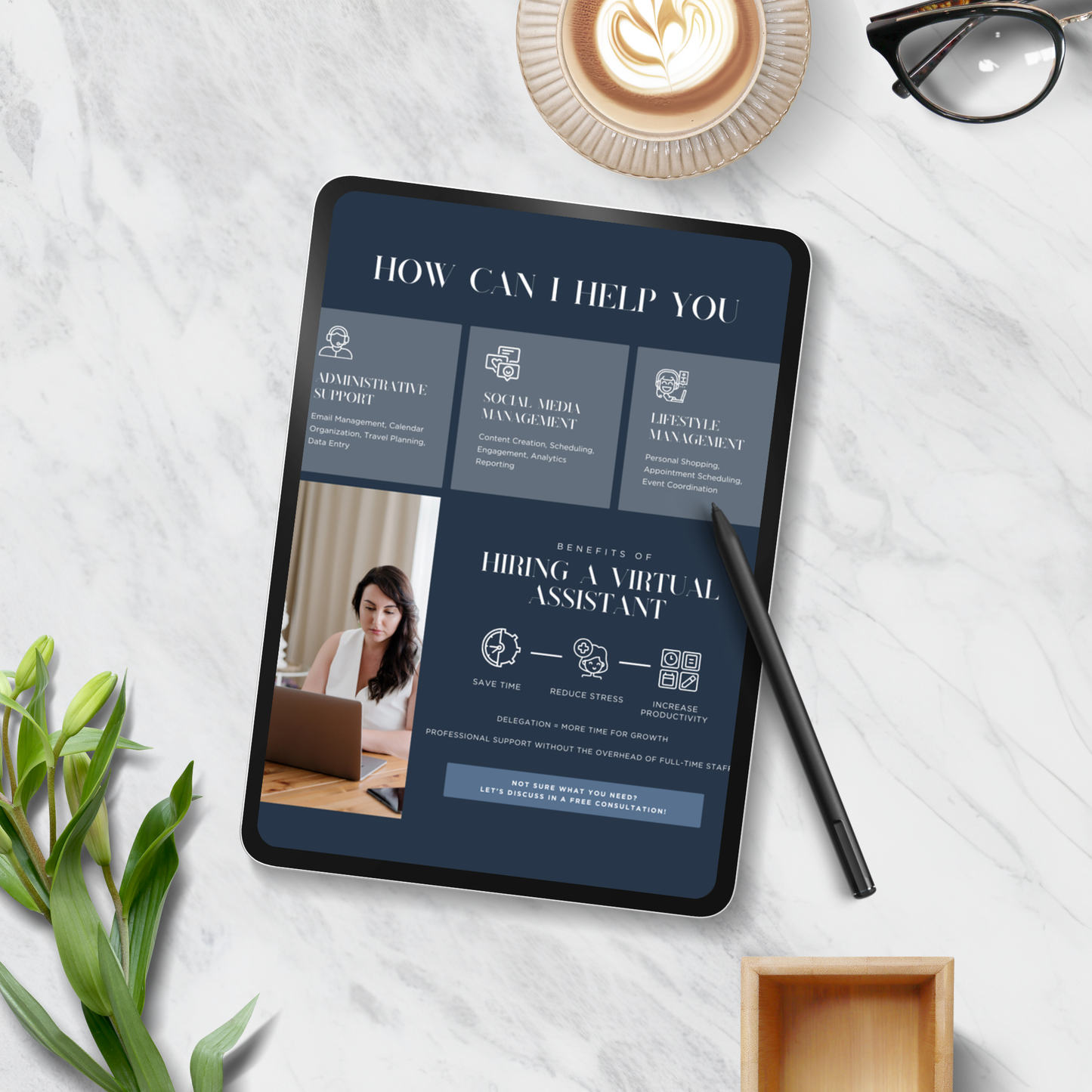 Virtual Assistant Website canva template