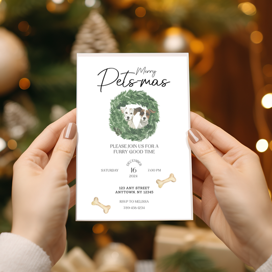 Editable Pet Christmas Party Invitation Template