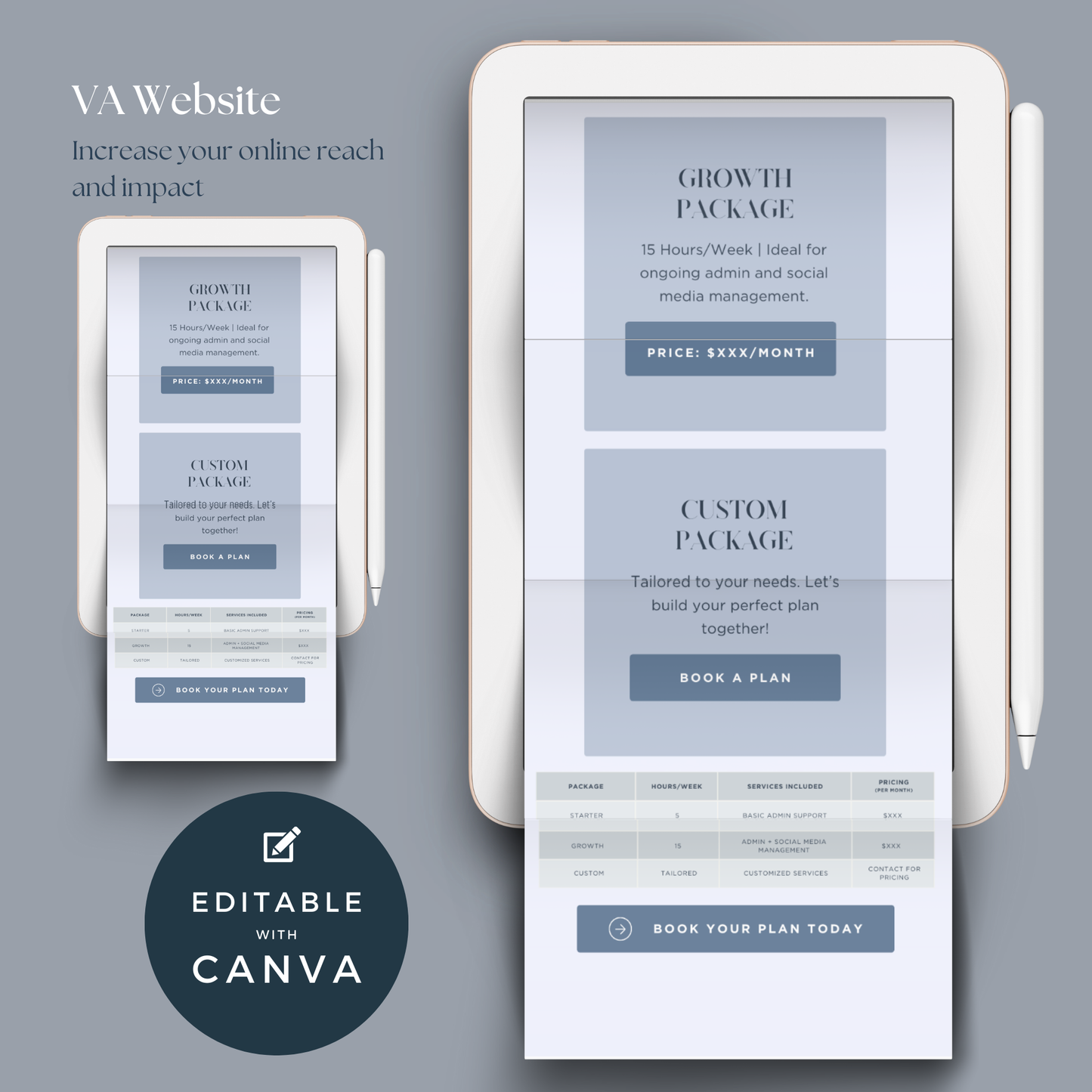 Virtual Assistant Website canva template