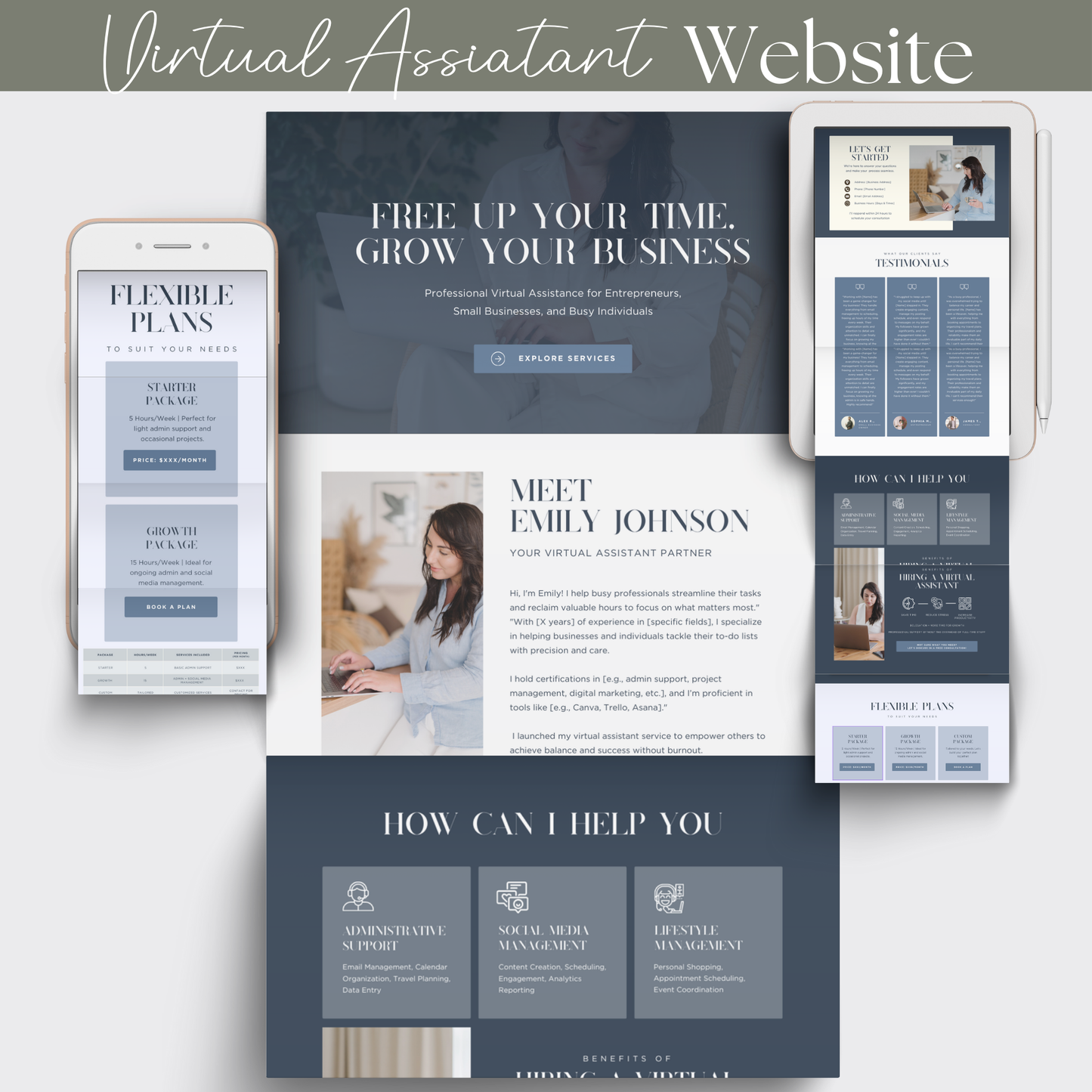 Virtual Assistant Website canva template