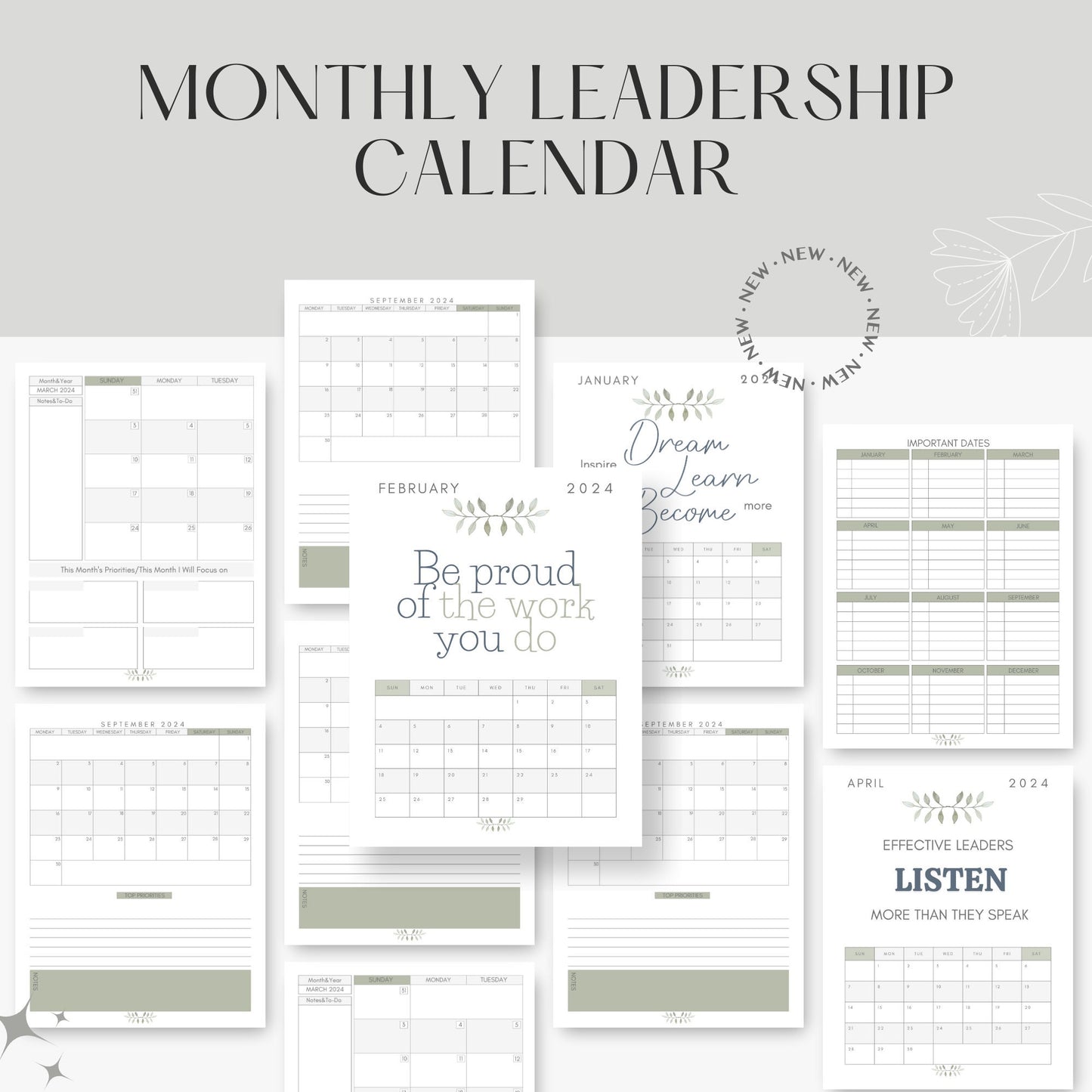 2024 Printable Leadership Quotes Calendar