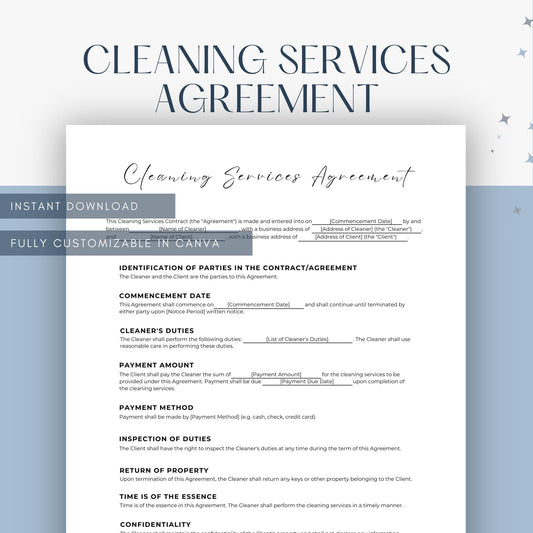 Editable Cleaning Services Agreement