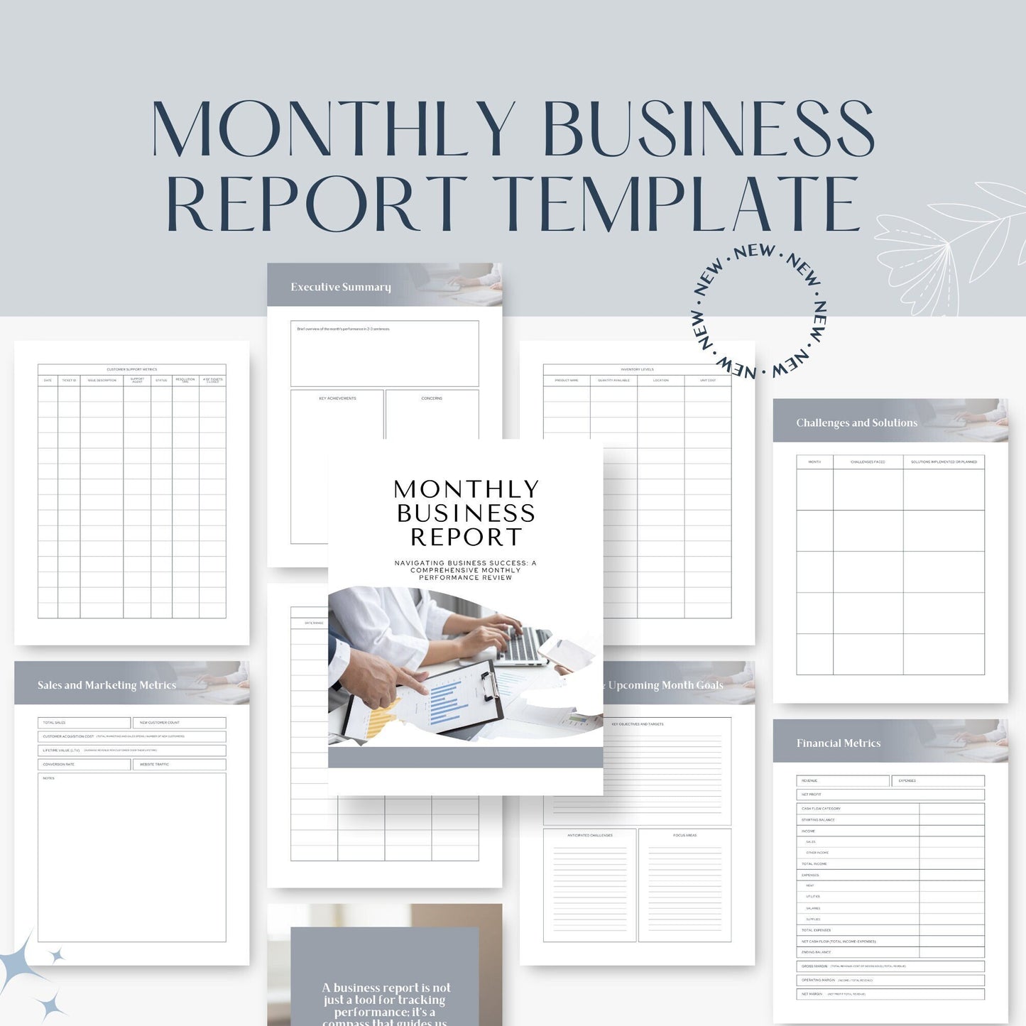 Business Analytics Monthly Report Canva Template